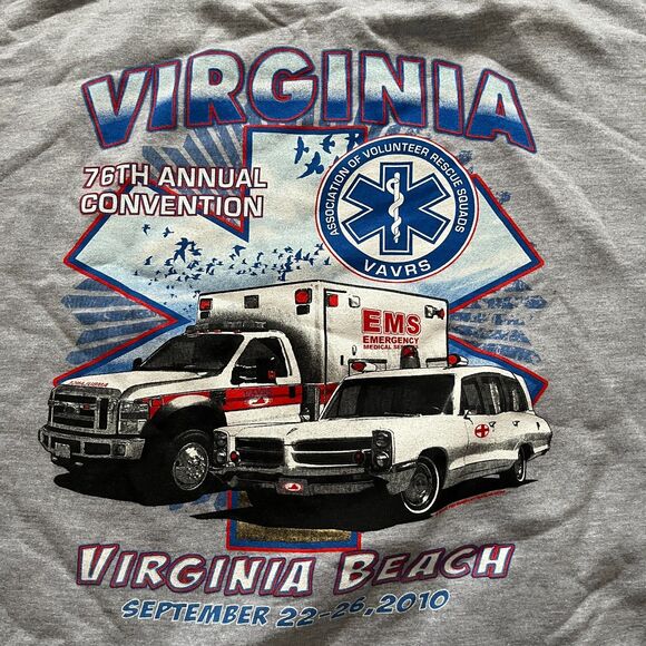 GIldan Virginia Beach Firefighter Emergency Rescue Squad Sweatshirt Gray Size XL - Picture 2 of 10